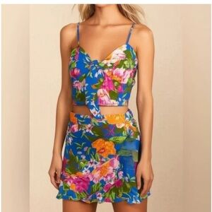 Lottie & Holly B.O.G. Strappy 2 Pc Blue Pink Floral Print Vacation NWT